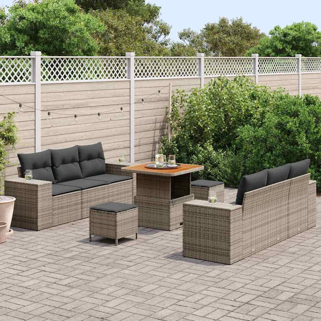 vidaXL Zestaw Sof na Ogród Szary 221 x 204 x 85 cm Rattan poli