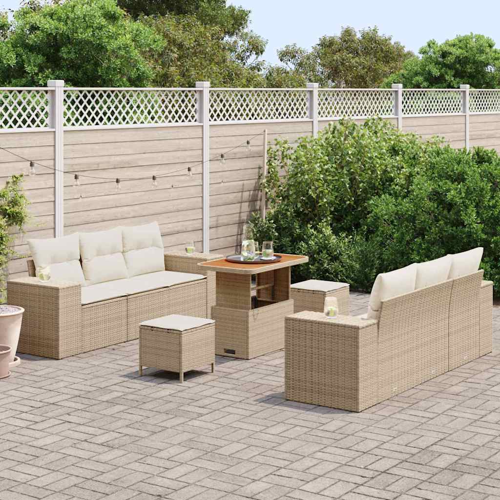 vidaXL Zestaw Sof na Ogród 9 pcs Beżowy i kremowy Rattan poli