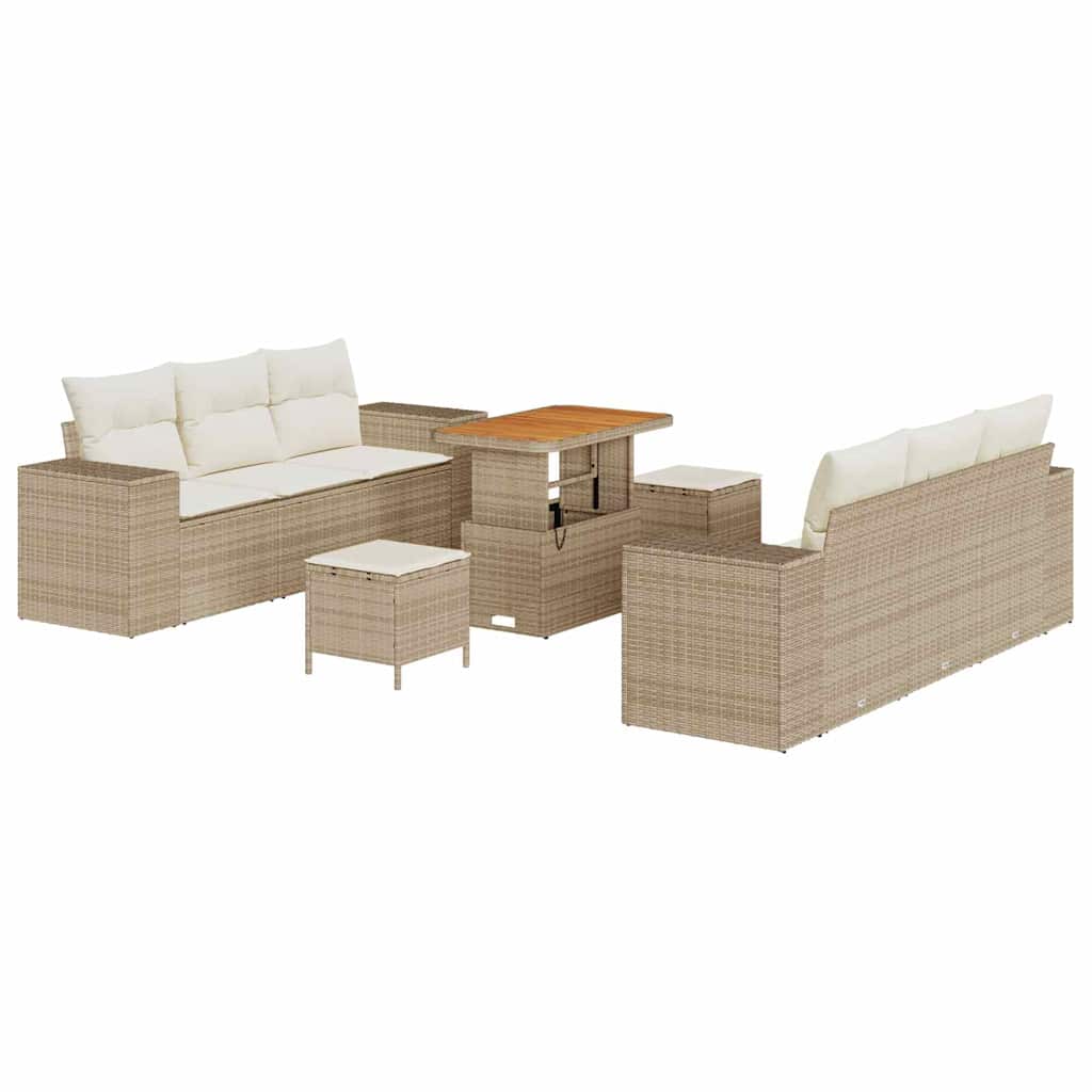 vidaXL Zestaw Sof na Ogród 9 pcs Beżowy i kremowy Rattan poli