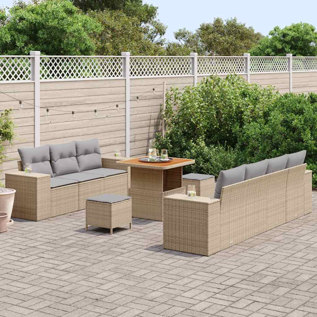 vidaXL Zestaw Sof na Ogród 10 pcs Beżowy i jasnoszary Rattan poli