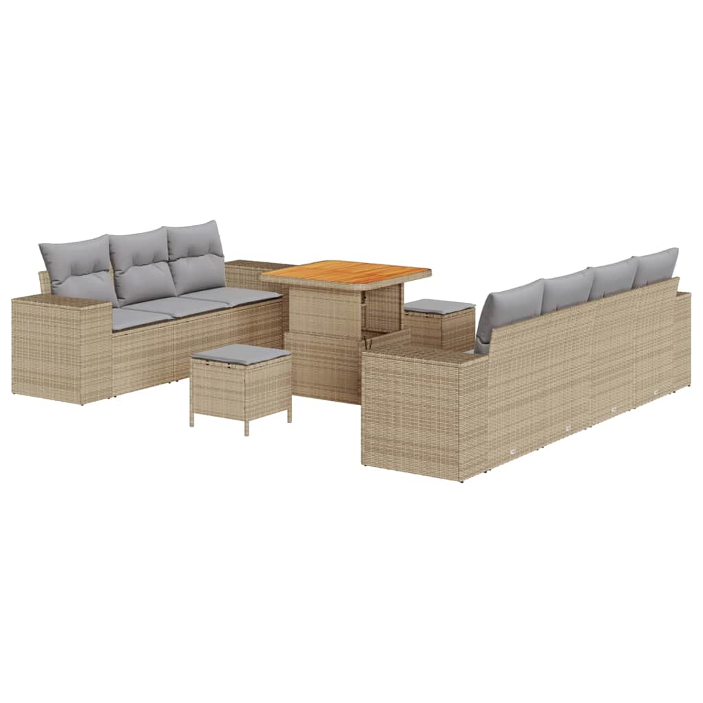 vidaXL Zestaw Sof na Ogród 10 pcs Beżowy i jasnoszary Rattan poli
