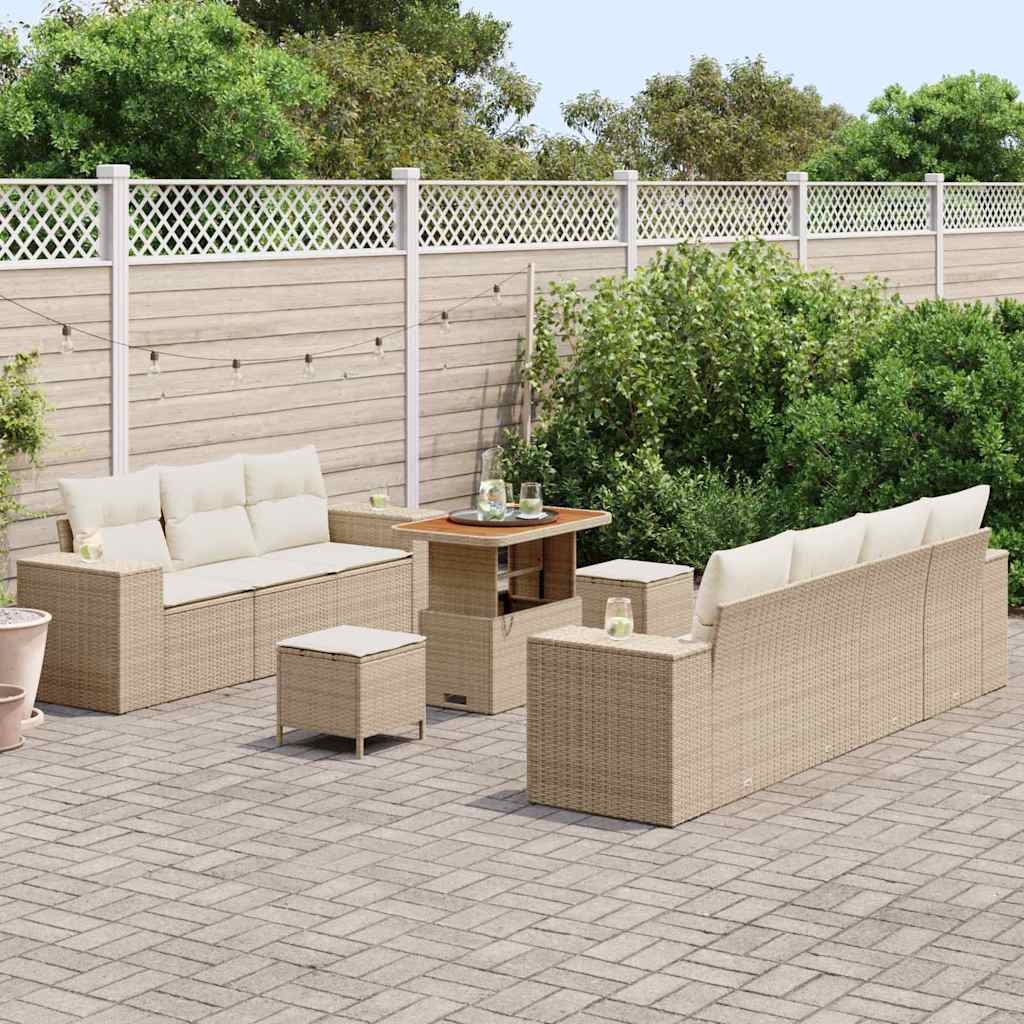 vidaXL Zestaw Sof na Ogród 10 pcs Beżowy i kremowy Rattan poli