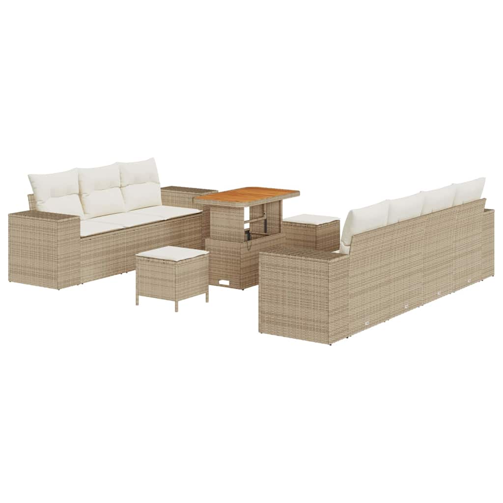 vidaXL Zestaw Sof na Ogród 10 pcs Beżowy i kremowy Rattan poli