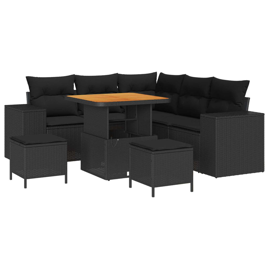 vidaXL Zestaw Sof na Ogród z poduszką 8 pcs Czarny polirattan