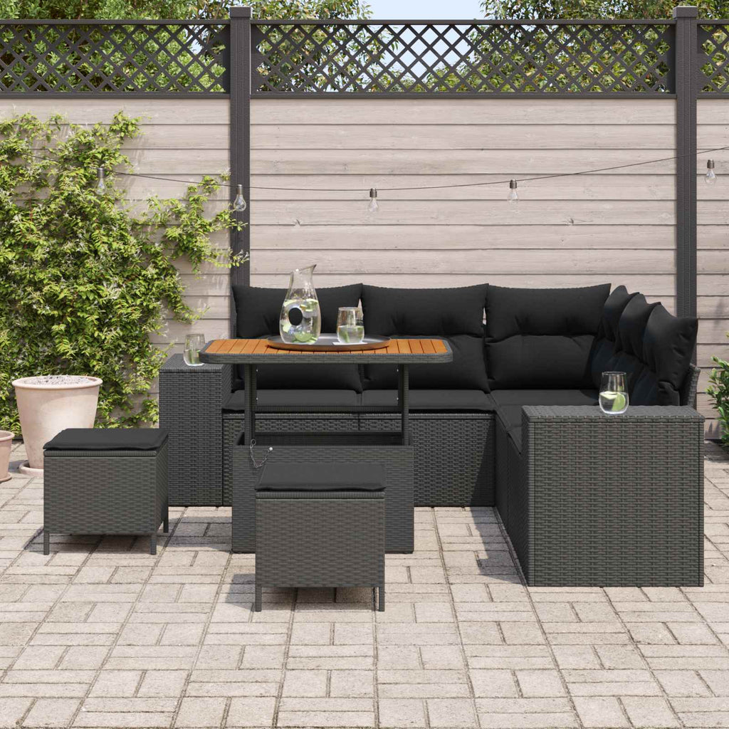 vidaXL Zestaw Sof na Ogród z poduszką 8 pcs Czarny polirattan