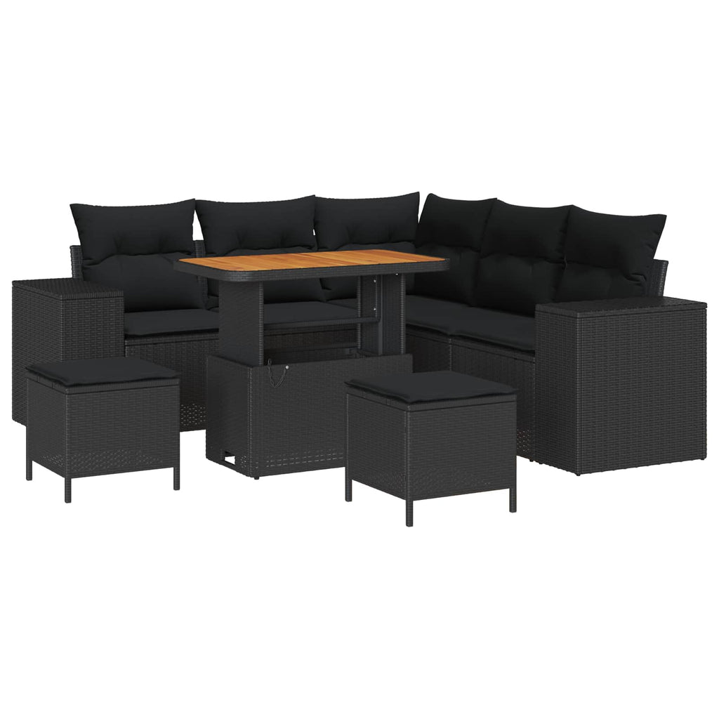 vidaXL Zestaw Sof na Ogród z poduszką 8 pcs Czarny polirattan