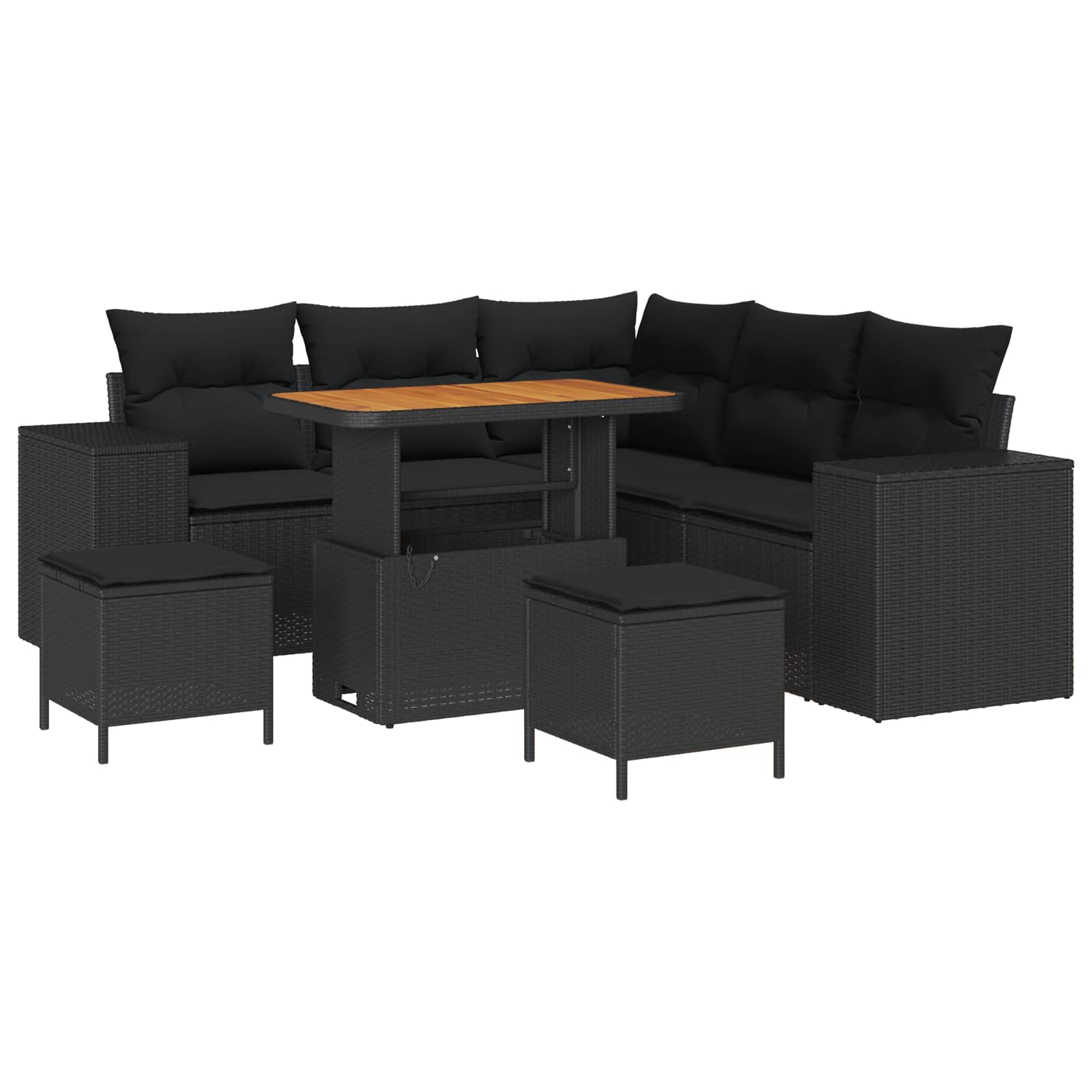 vidaXL Zestaw Sof na Ogród z poduszką 8 pcs Czarny polirattan