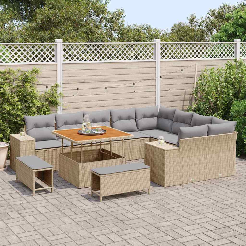 vidaXL Zestaw Sof na Ogród z poduszką 12 pcs Beżowy i jasnoszary