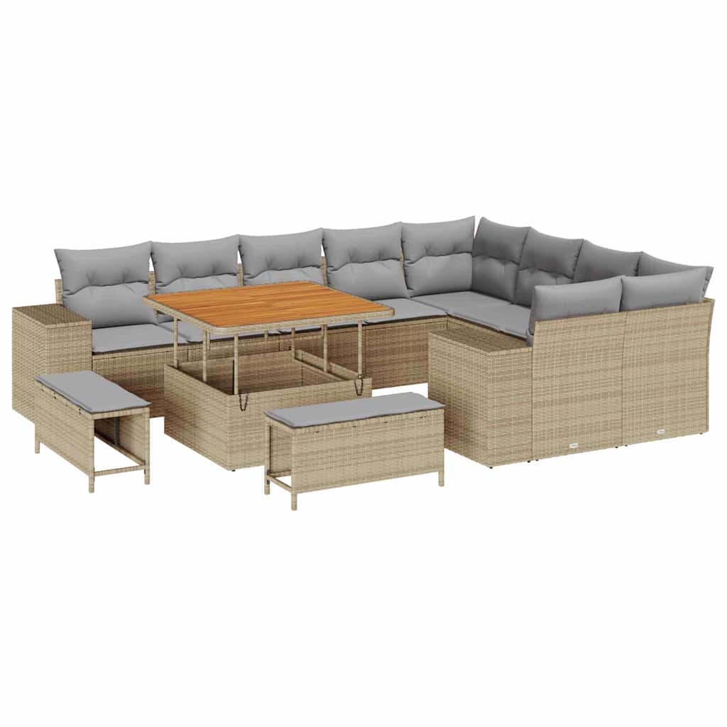 vidaXL Zestaw Sof na Ogród z poduszką 12 pcs Beżowy i jasnoszary