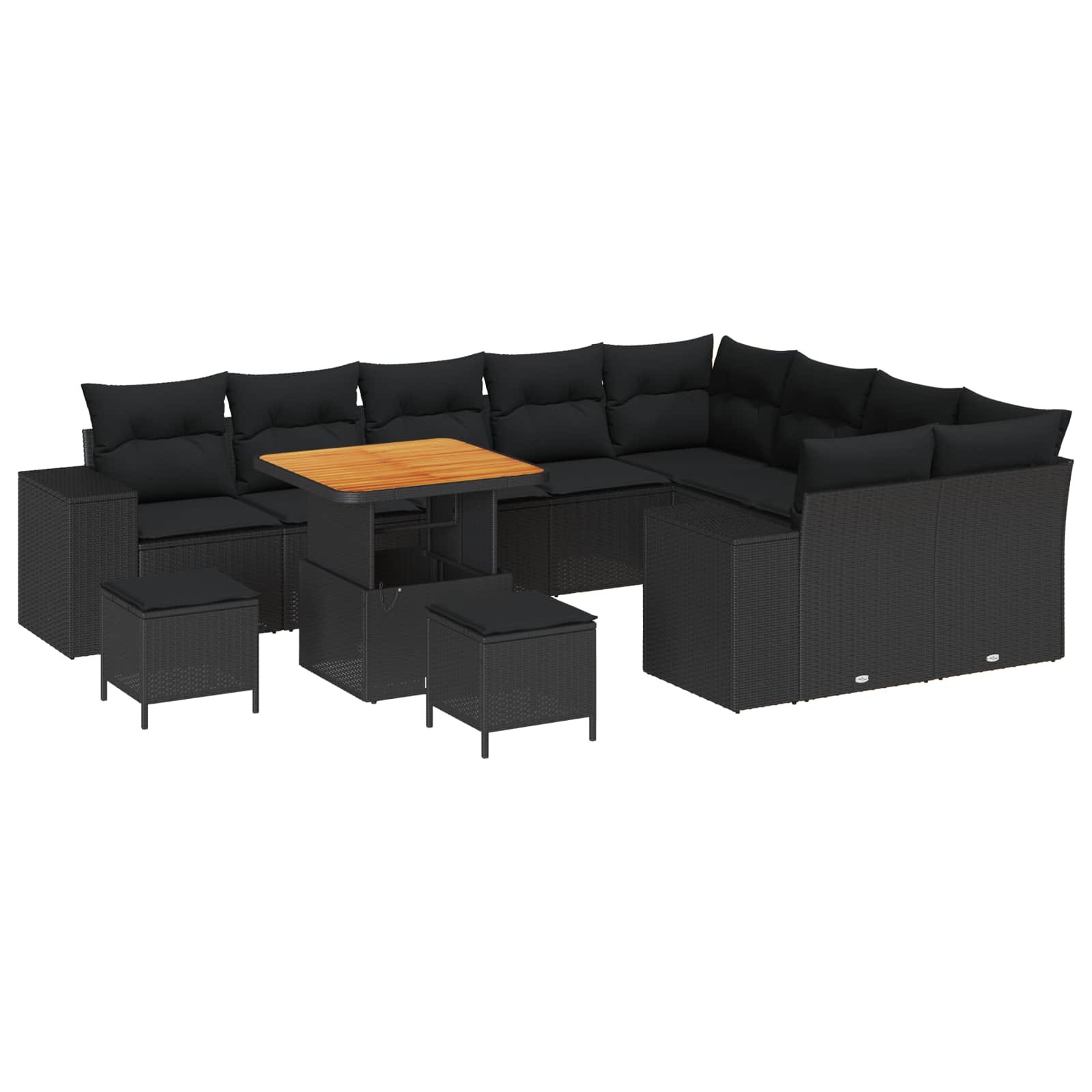 vidaXL Zestaw Sof na Ogród z poduszką z przechowywaniem 12 pcs Czarny