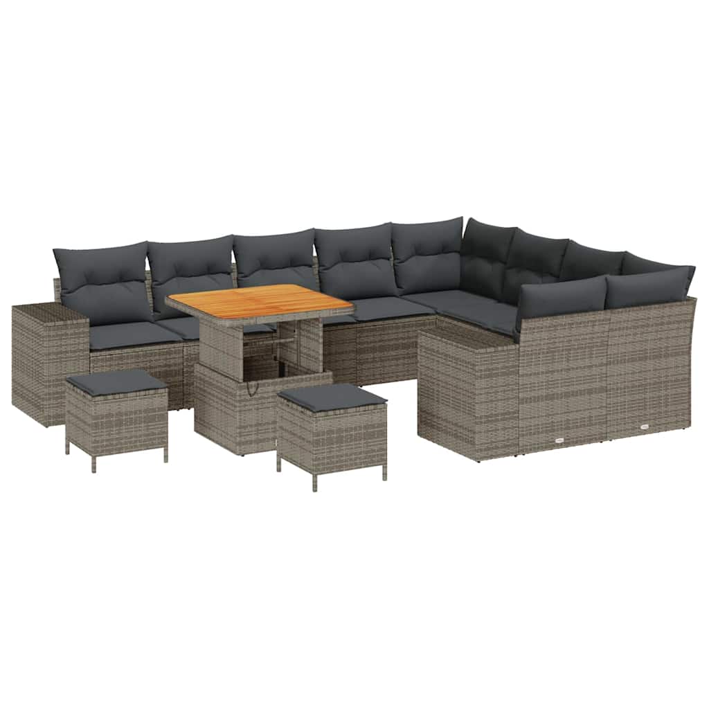 vidaXL Zestaw Sof na Ogród z poduszką z przechowywaniem 12 pcs Szary