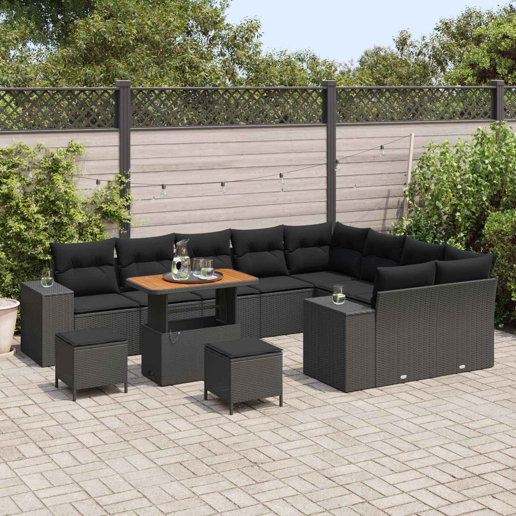 vidaXL Zestaw Sof na Ogród z poduszką z przechowywaniem 12 pcs Czarny