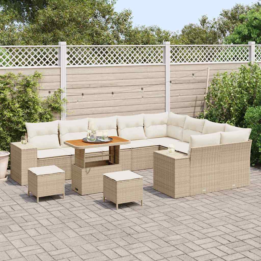 vidaXL Zestaw Sof na Ogród z poduszką 12 pcs Beżowy i kremowy