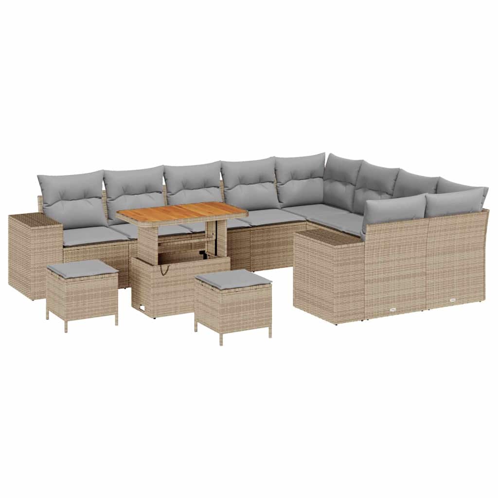 vidaXL Zestaw Sof na Ogród z poduszką 12 pcs Beżowy i jasnoszary