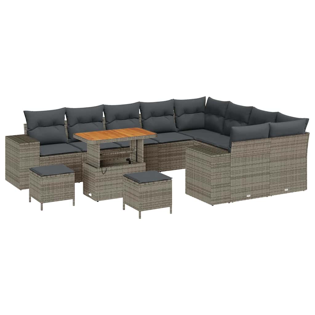 vidaXL Zestaw Sof na Ogród z poduszką z przechowywaniem 12 pcs Szary