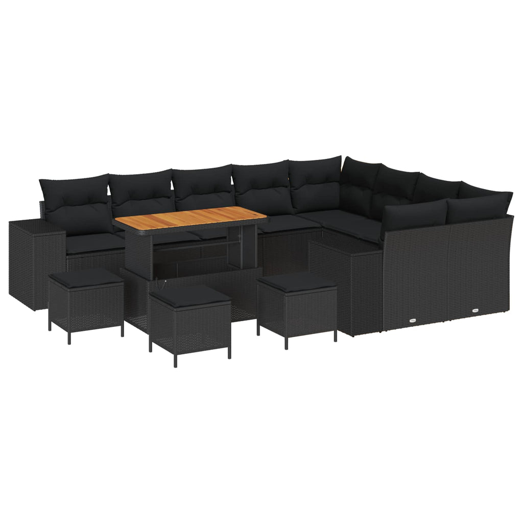 vidaXL Zestaw Sof na Ogród z poduszką z przechowywaniem 13 pcs Czarny