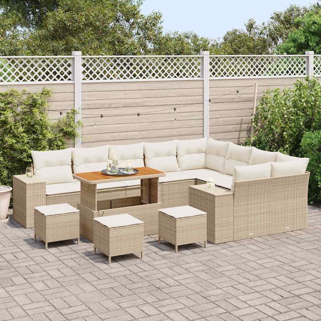vidaXL Zestaw Sof na Ogród z poduszką 13 pcs Beżowy i kremowy