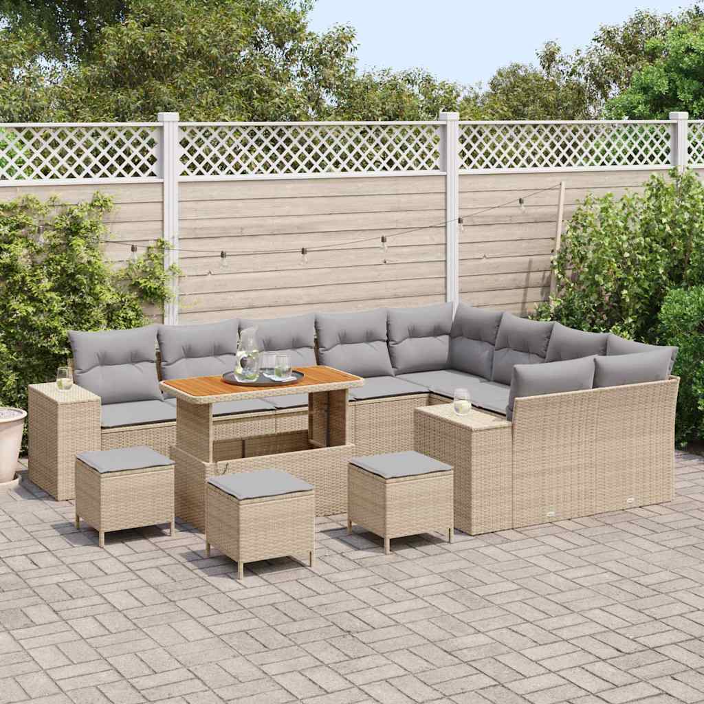 vidaXL Zestaw Sof na Ogród z poduszką 13 pcs Beżowy i jasnoszary