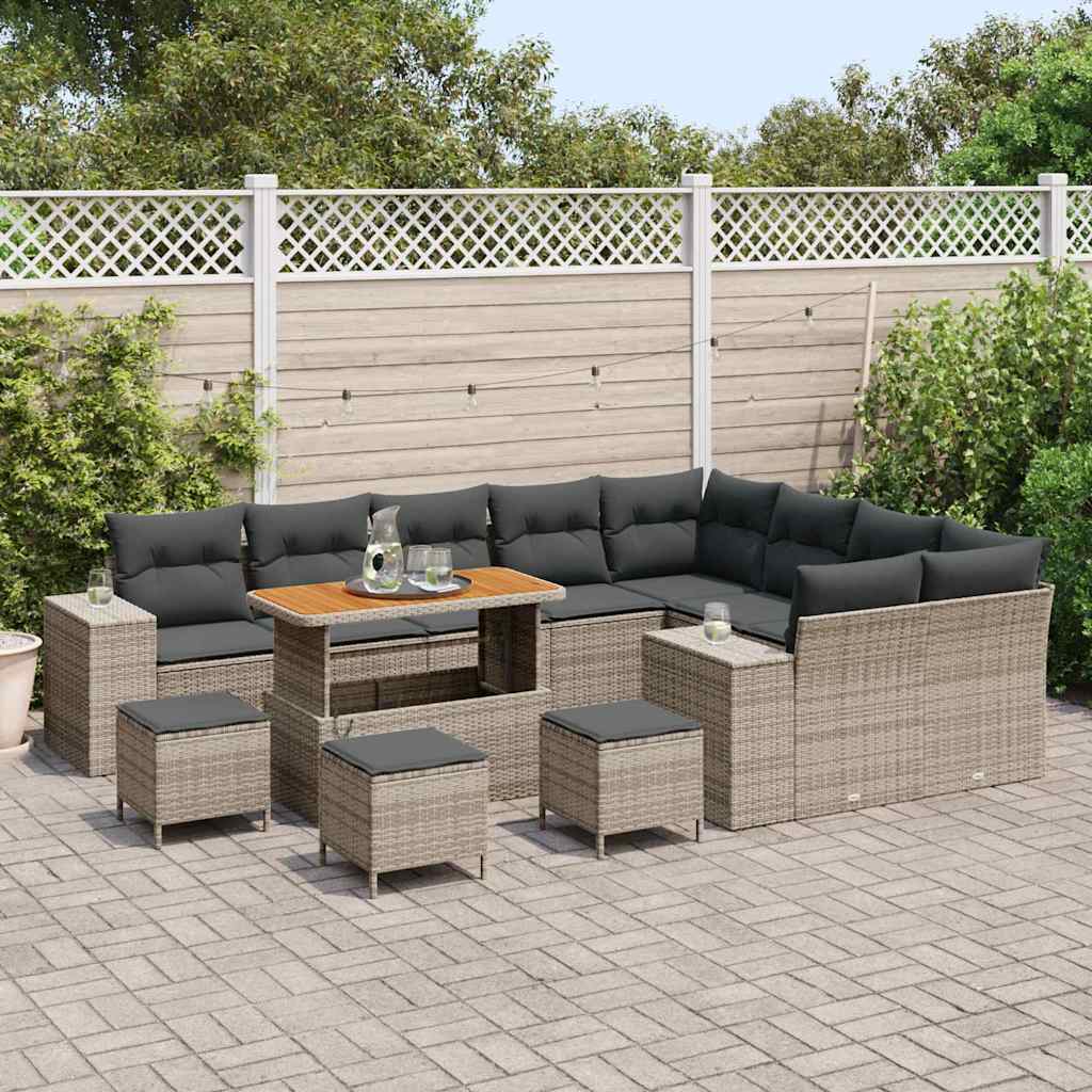vidaXL Zestaw Sof na Ogród z poduszką z przechowywaniem 13 pcs Szary