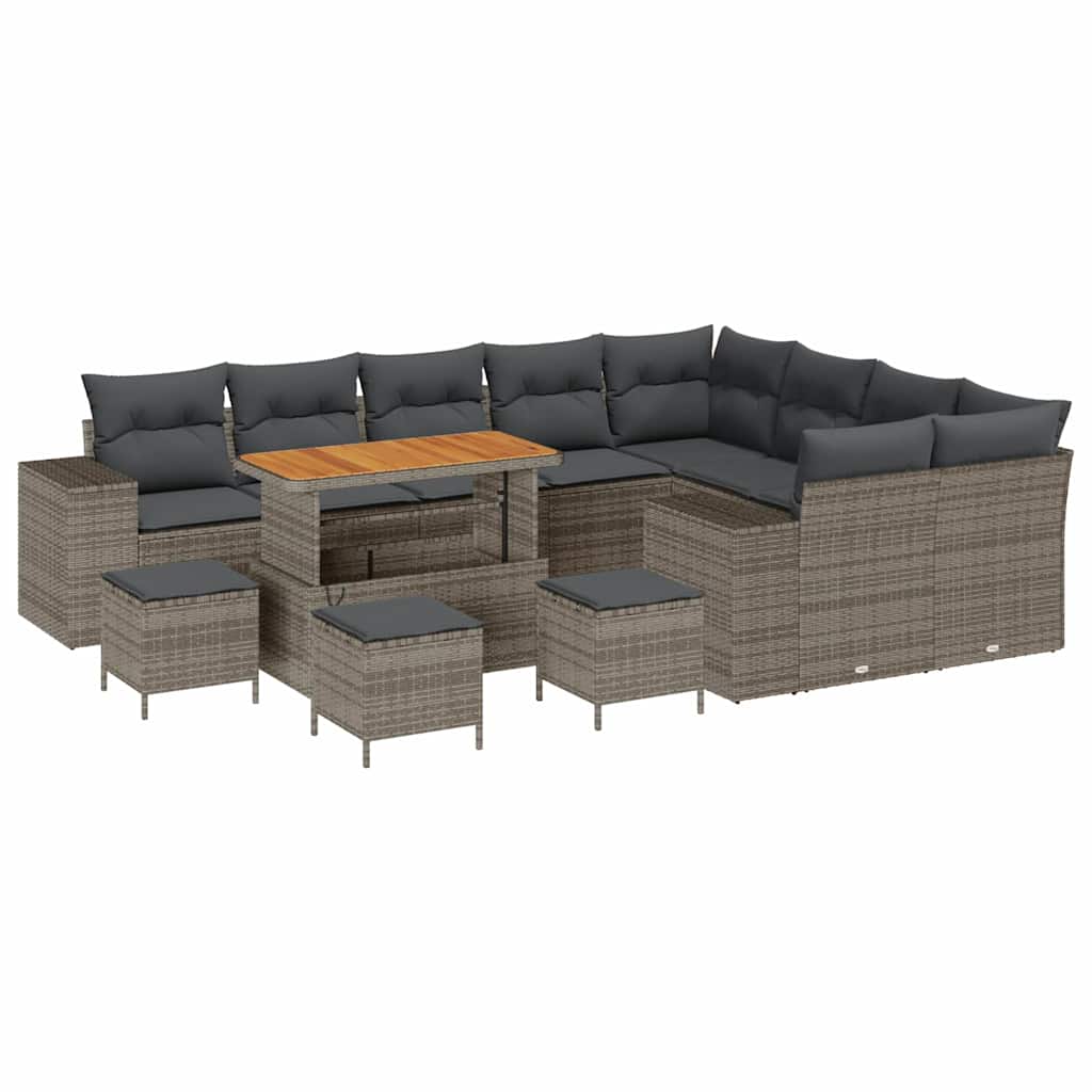 vidaXL Zestaw Sof na Ogród z poduszką z przechowywaniem 13 pcs Szary