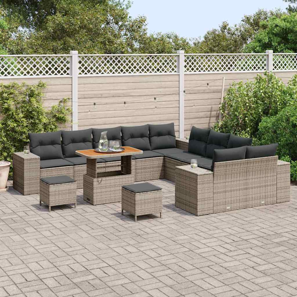 vidaXL Zestaw Sof na Ogród z poduszką 13 pcs Szary polirattan