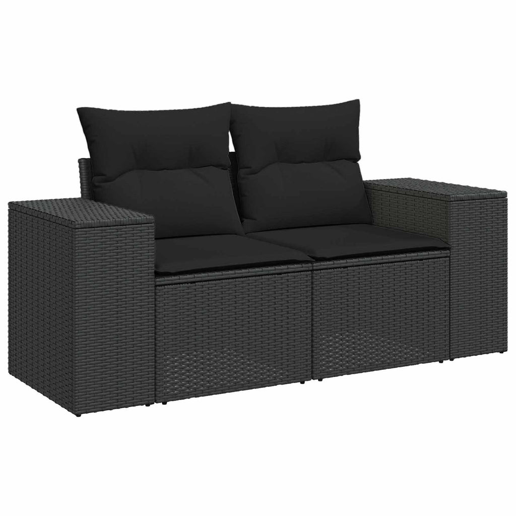 vidaXL Zestaw Sof na Ogród z poduszką 14 pcs Czarny polirattan