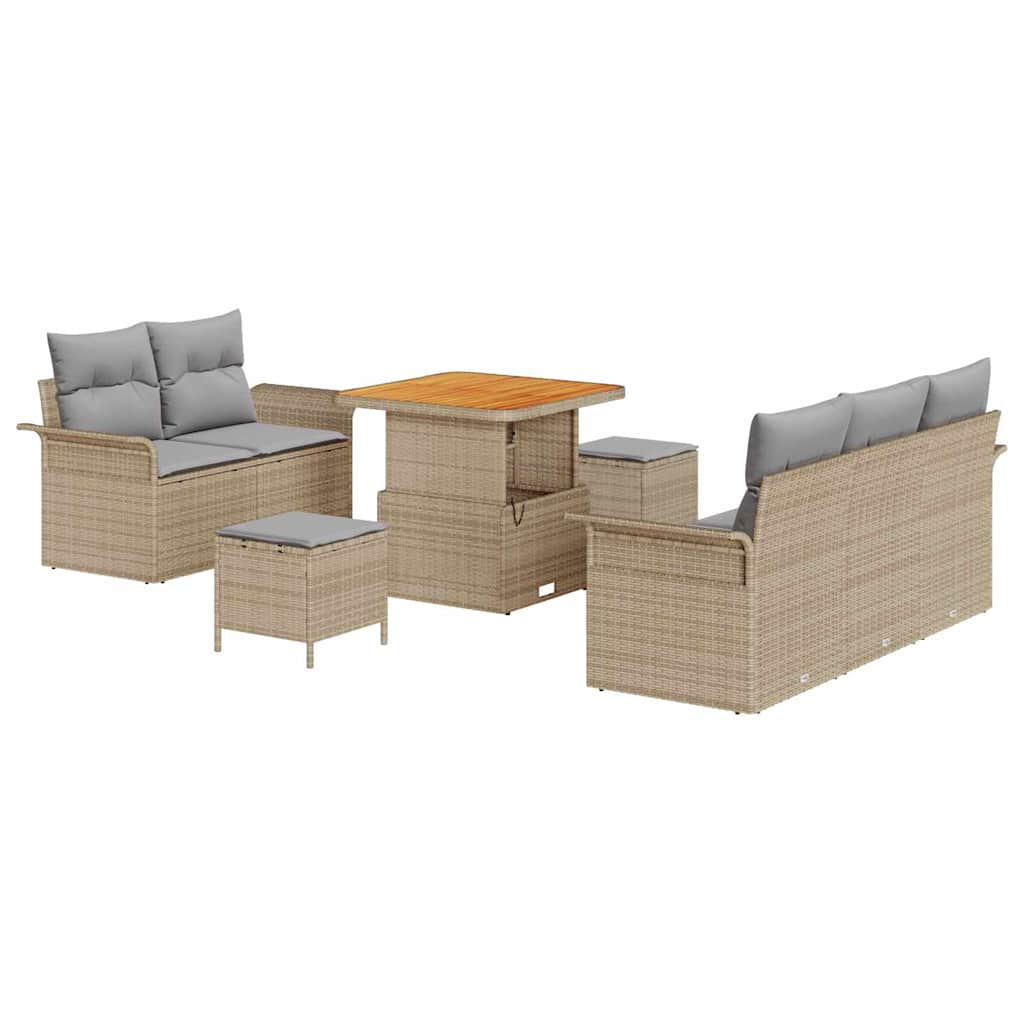 vidaXL Zestaw Sof na Ogród z poduszką 8 pcs Beżowy i jasnoszary