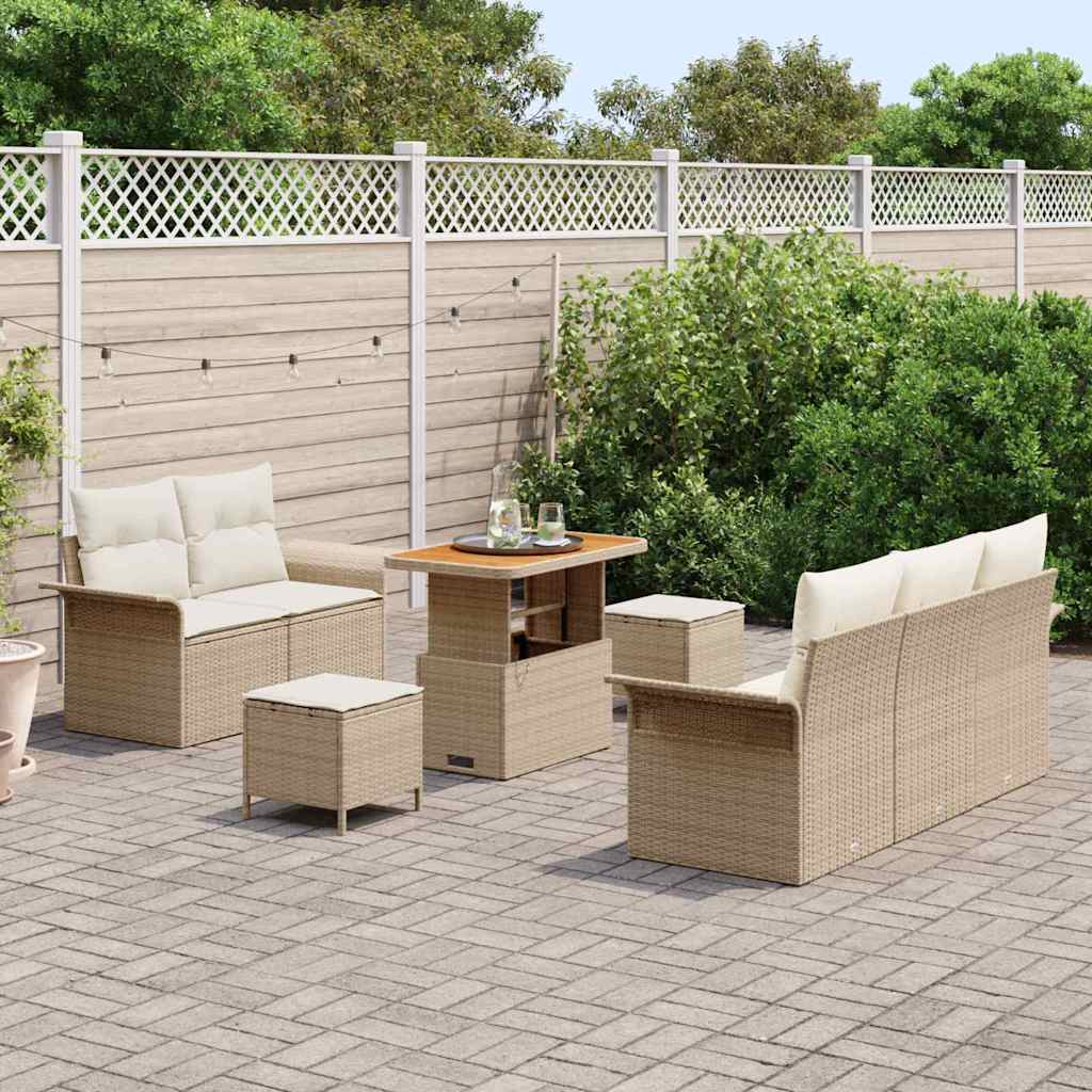 vidaXL Zestaw Sof na Ogród z poduszką 8 pcs Beżowy i kremowy