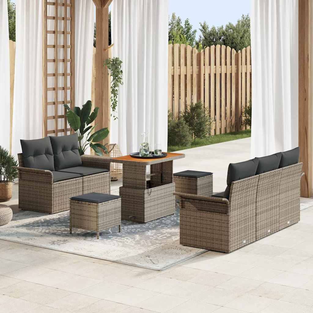 vidaXL Zestaw Sof na Ogród z poduszką z przechowywaniem 8 pcs Szary
