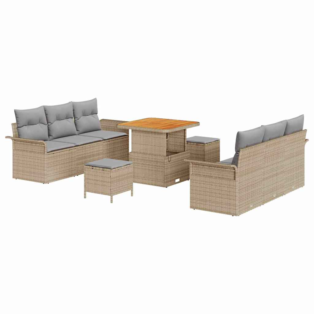 vidaXL Zestaw Sof na Ogród z poduszką 9 pcs Beżowy i jasnoszary