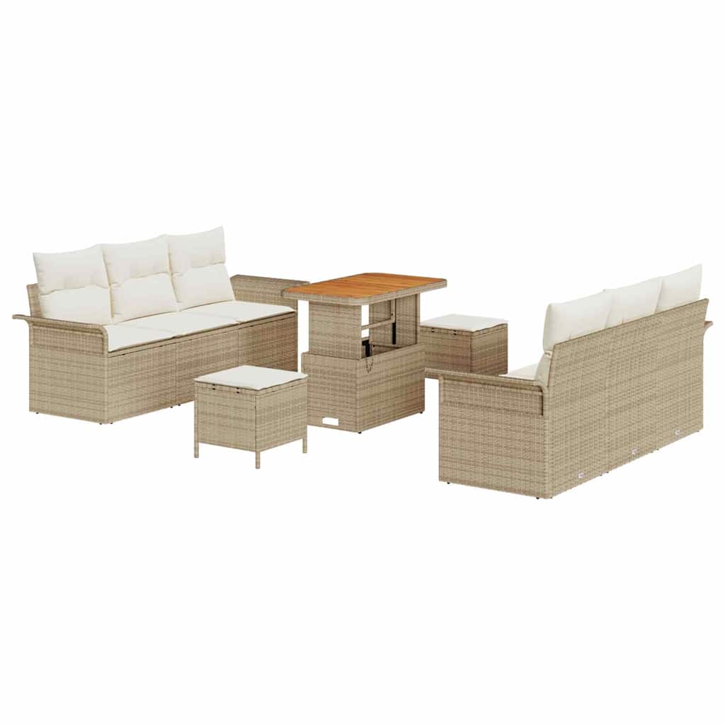 vidaXL Zestaw Sof na Ogród z poduszką 9 pcs Beżowy i kremowy
