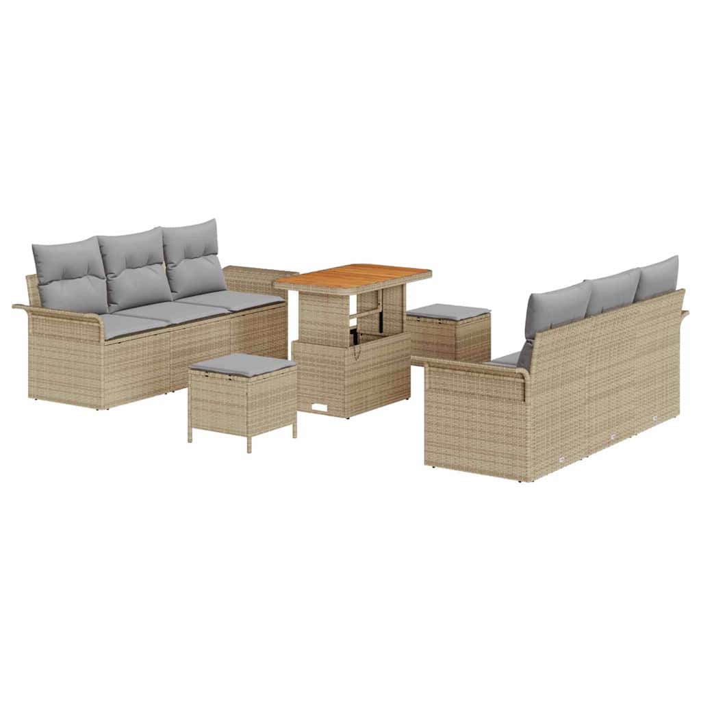 vidaXL Zestaw Sof na Ogród z poduszką 9 pcs Beżowy i jasnoszary