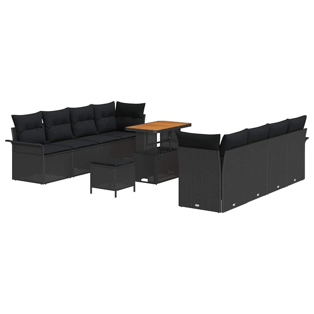 vidaXL Zestaw Sof na Ogród z poduszką Czarny 90 x 55 x 71 cm