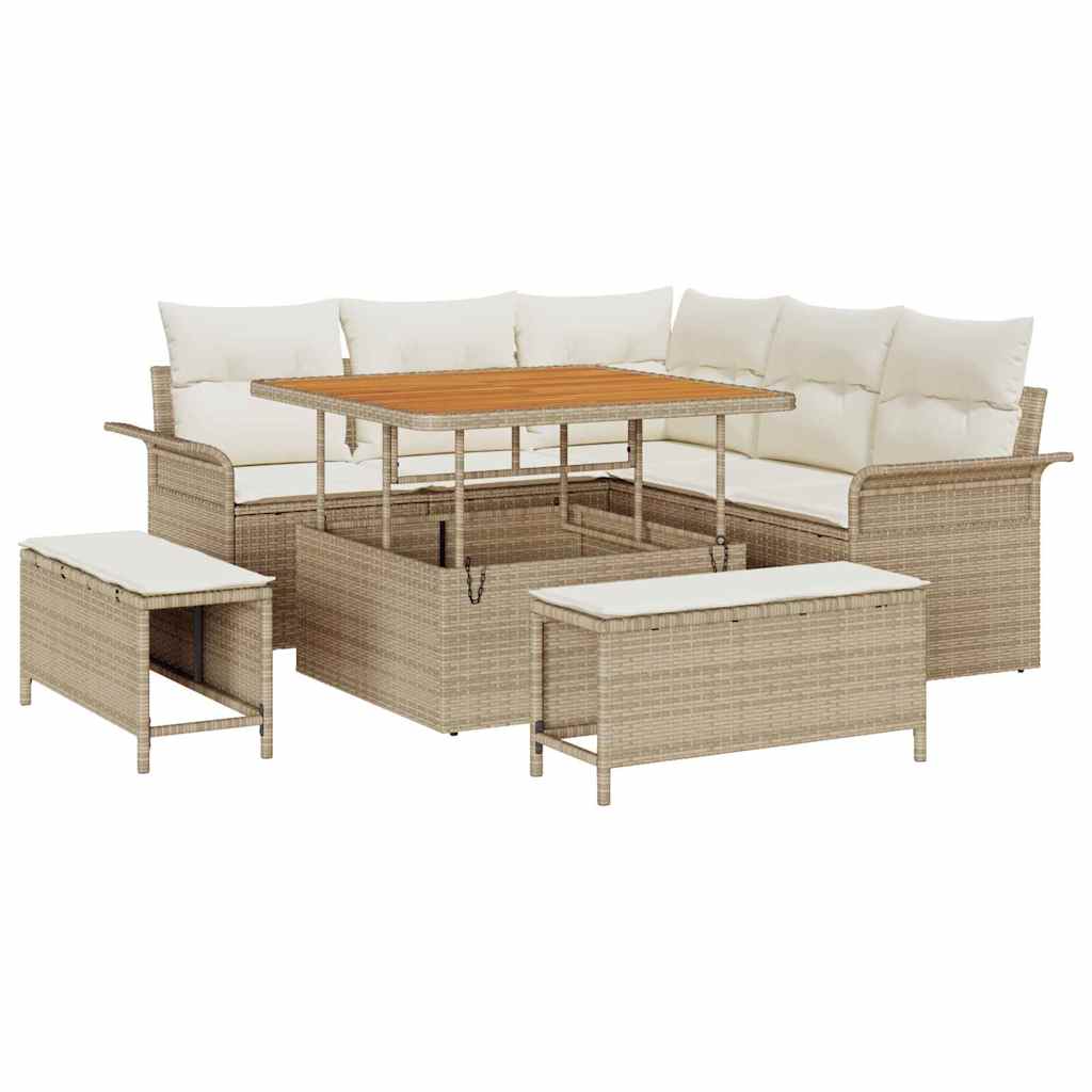 vidaXL Zestaw Sof na Ogród z poduszką 8 pcs Beżowy i kremowy
