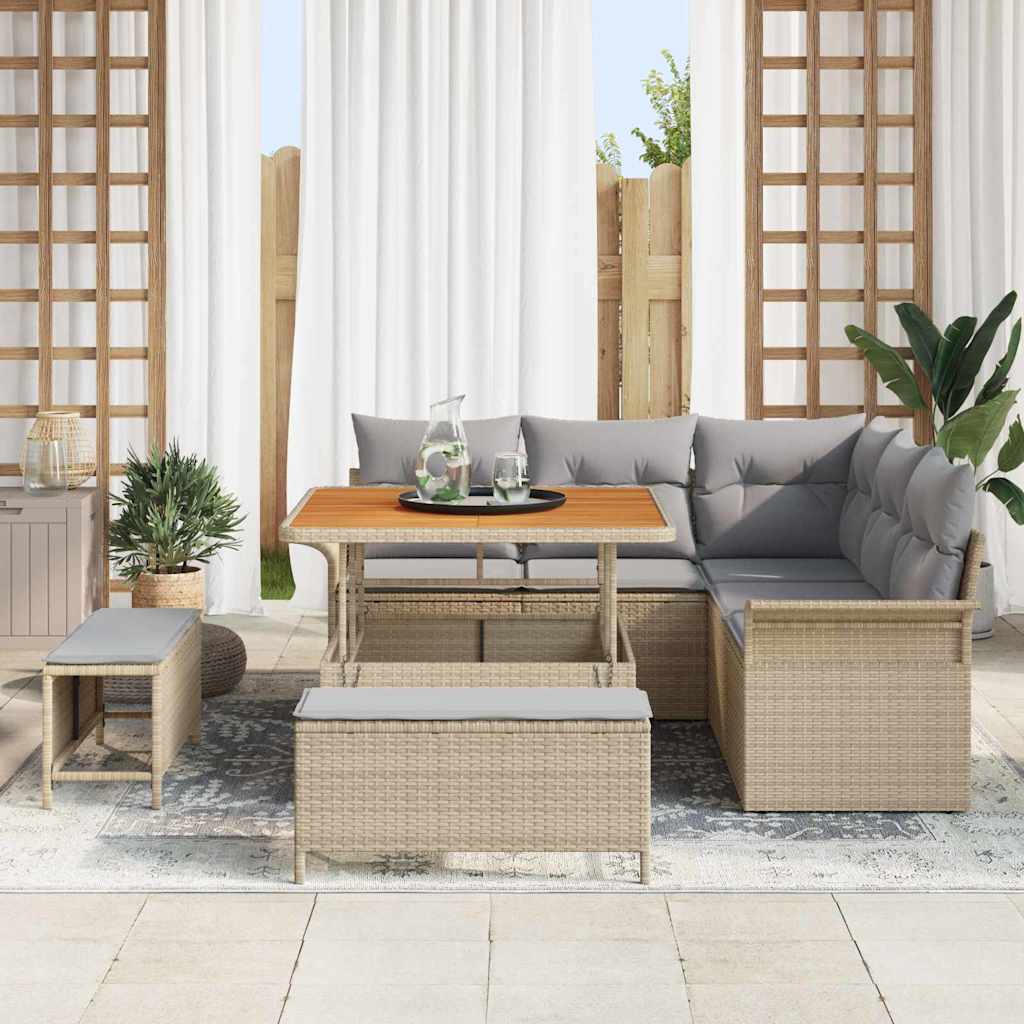 vidaXL Zestaw Sof na Ogród z poduszką 8 pcs Beżowy i jasnoszary