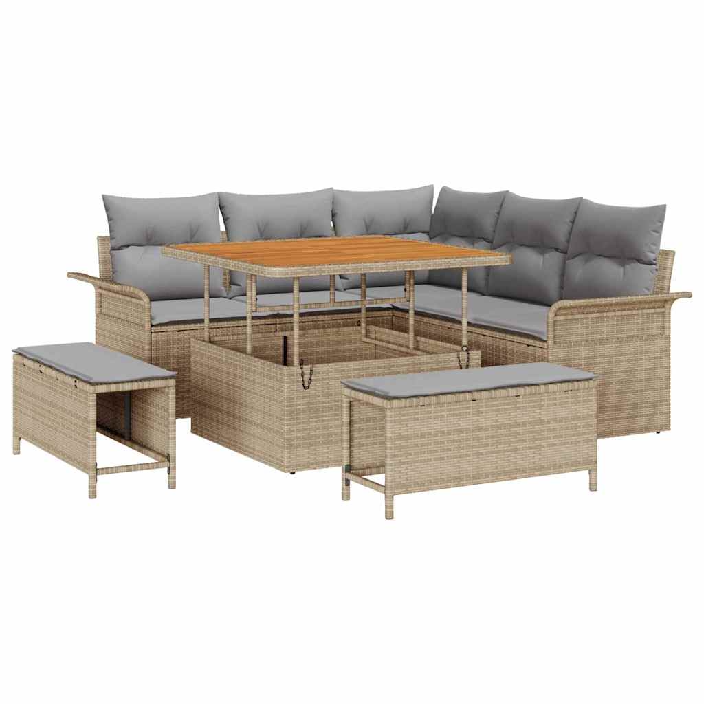 vidaXL Zestaw Sof na Ogród z poduszką 8 pcs Beżowy i jasnoszary