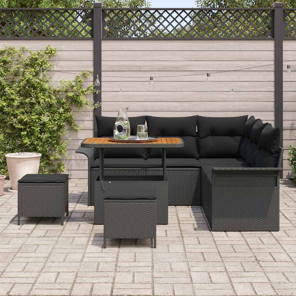 vidaXL Zestaw Sof na Ogród z poduszką z przechowywaniem 8 pcs Czarny