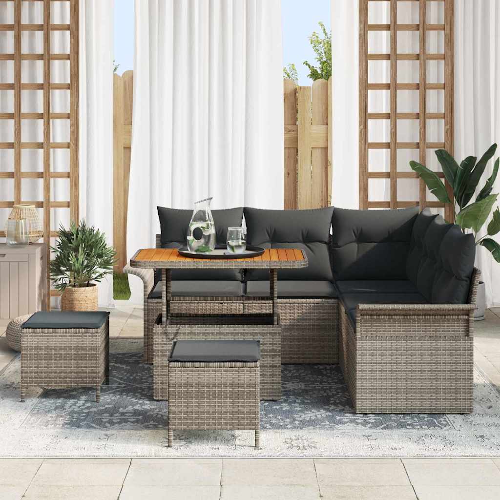 vidaXL Zestaw Sof na Ogród z poduszką z przechowywaniem 8 pcs Szary