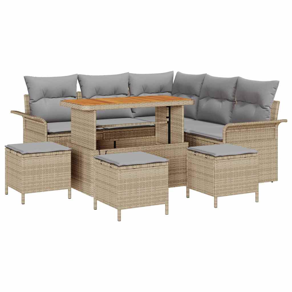 vidaXL Zestaw Sof na Ogród z poduszką 9 pcs Beżowy i jasnoszary