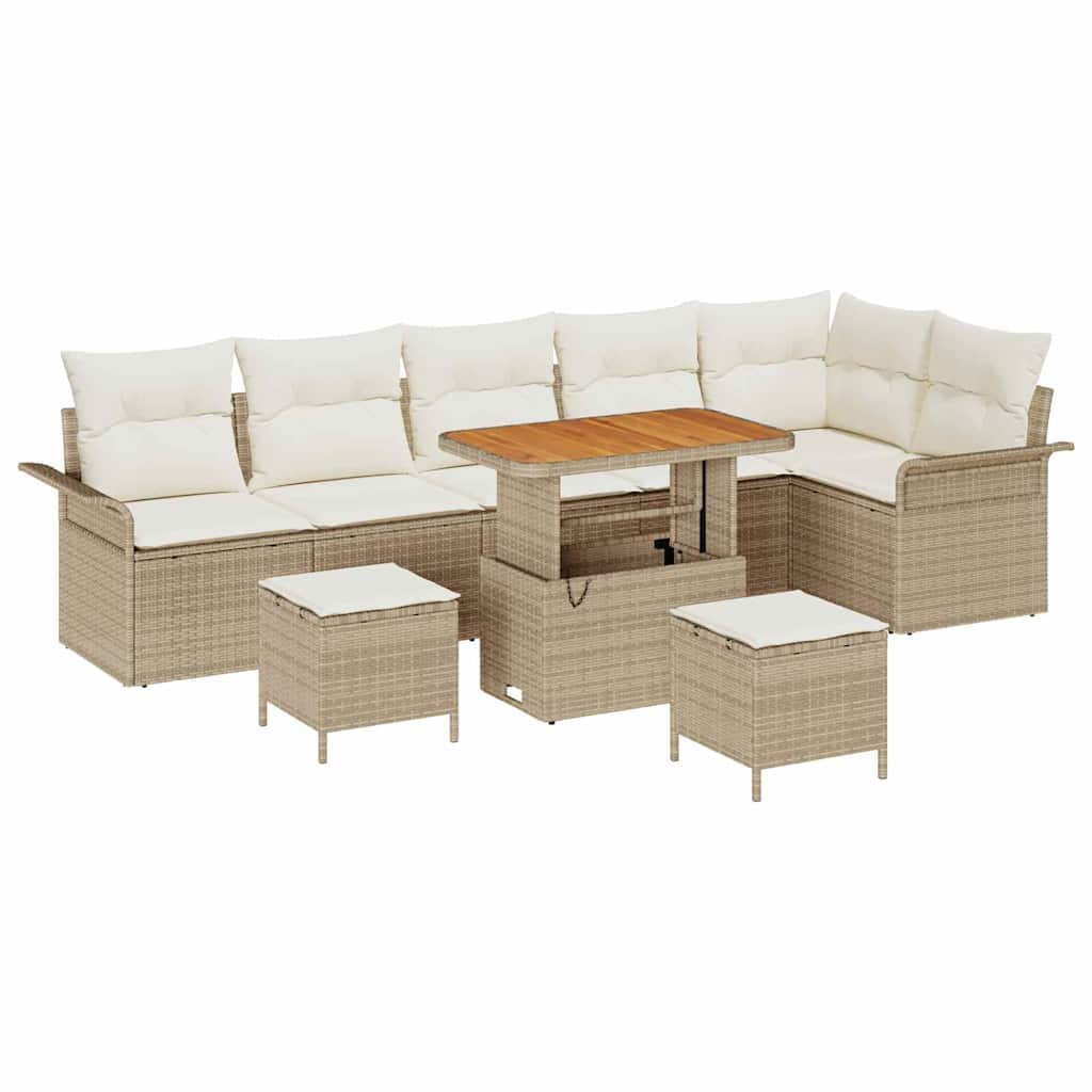 vidaXL Zestaw Sof na Ogród z poduszką 9 pcs Beżowy i kremowy