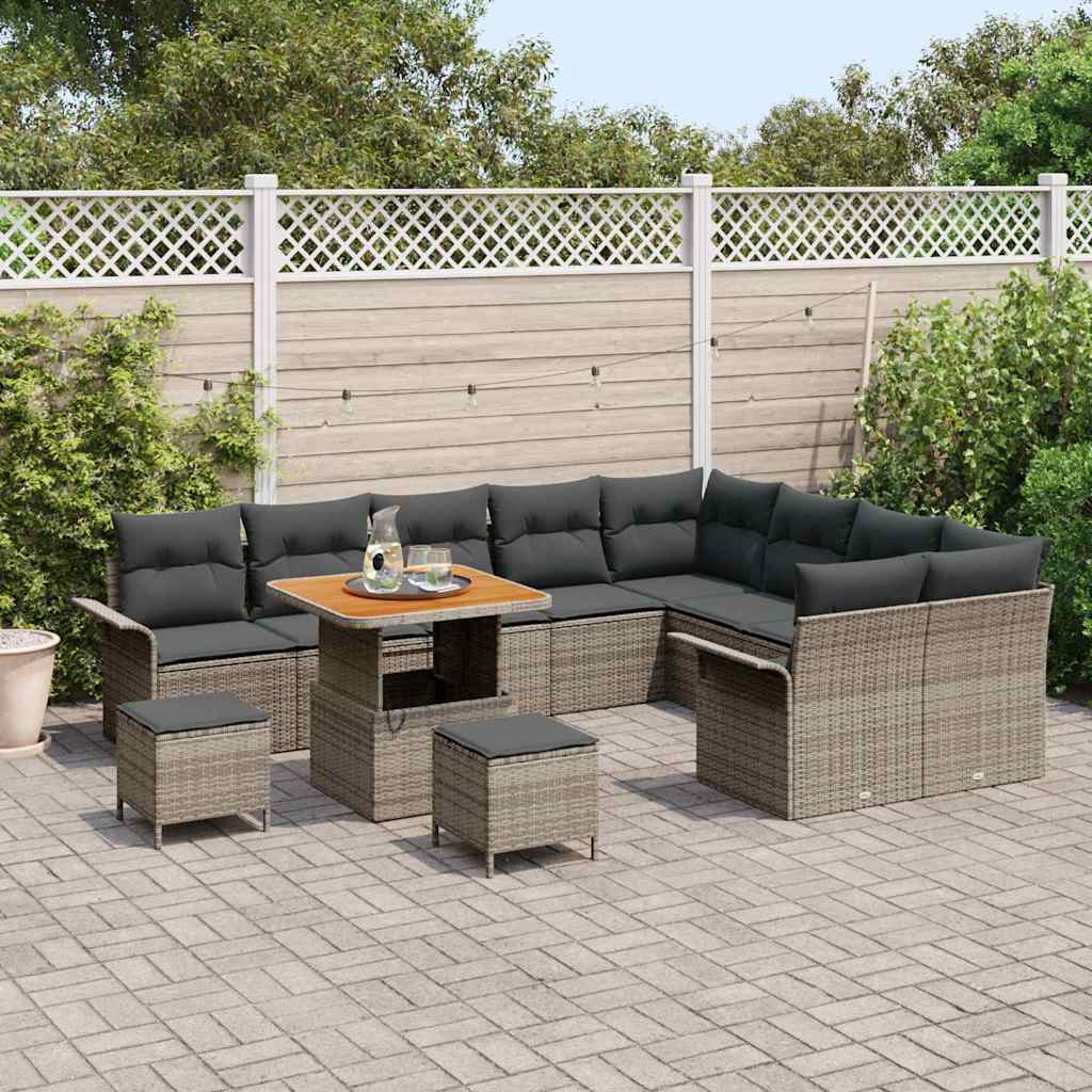 vidaXL Zestaw Sof na Ogród z poduszką z przechowywaniem 12 pcs Szary