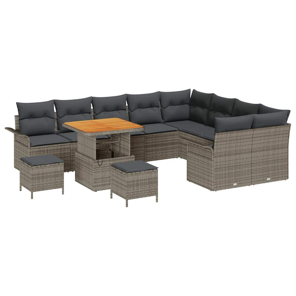 vidaXL Zestaw Sof na Ogród z poduszką z przechowywaniem 12 pcs Szary