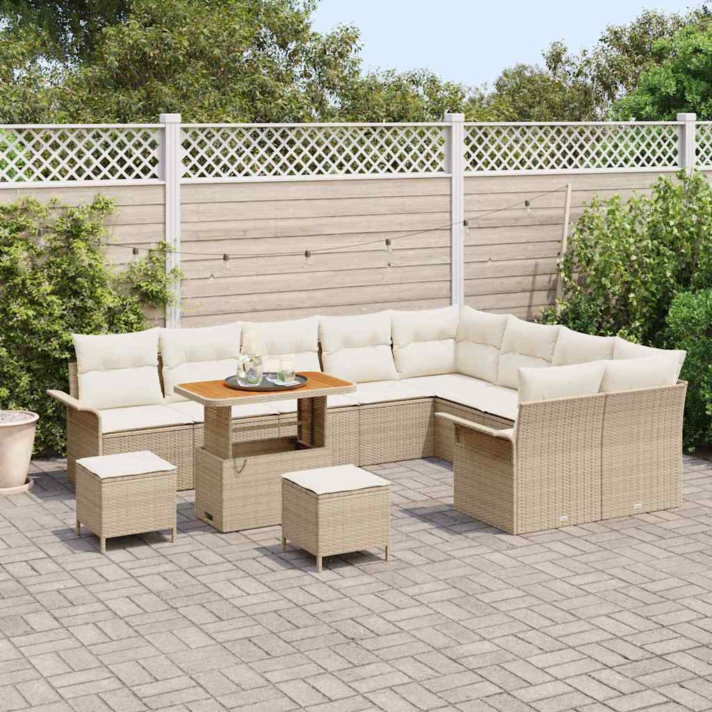 vidaXL Zestaw Sof na Ogród z poduszką 12 pcs Beżowy i kremowy