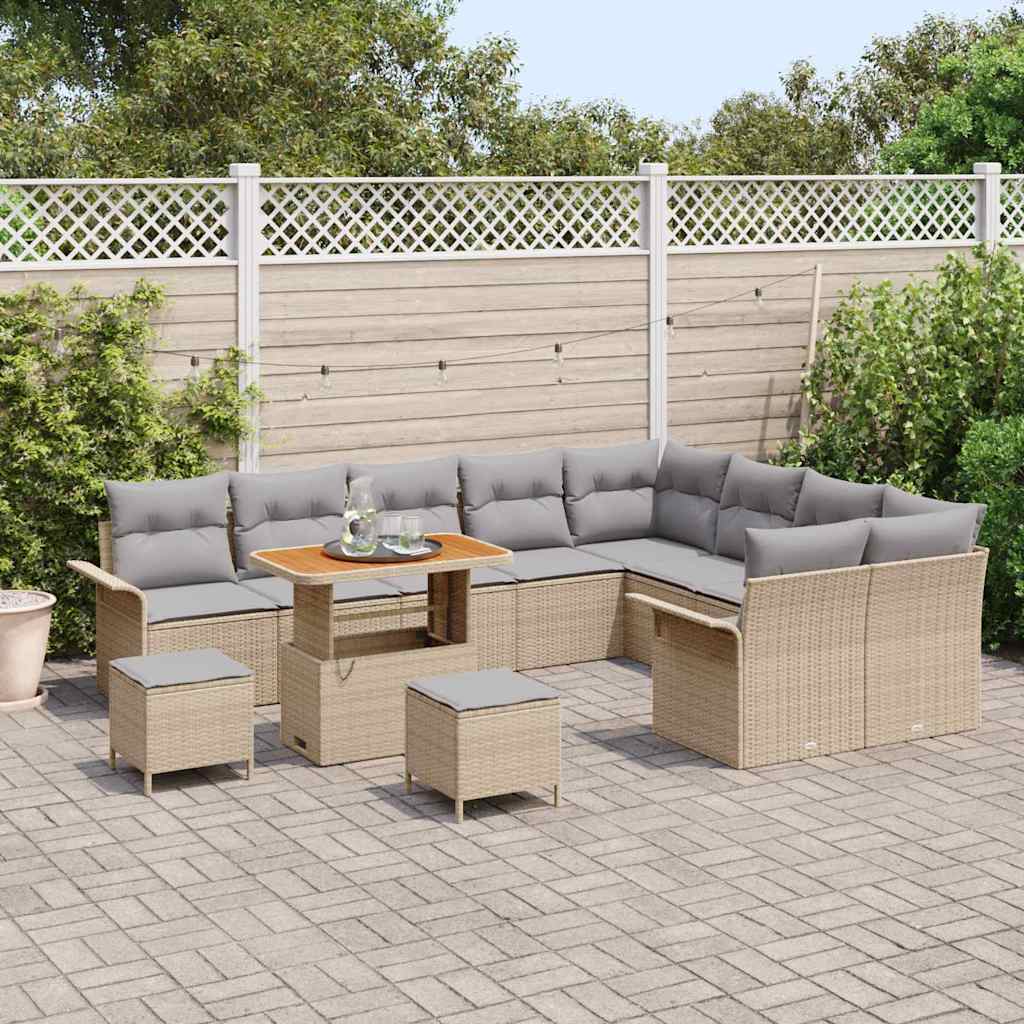 vidaXL Zestaw Sof na Ogród z poduszką 12 pcs Beżowy i jasnoszary
