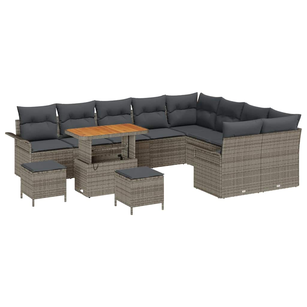 vidaXL Zestaw Sof na Ogród z poduszką z przechowywaniem 12 pcs Szary