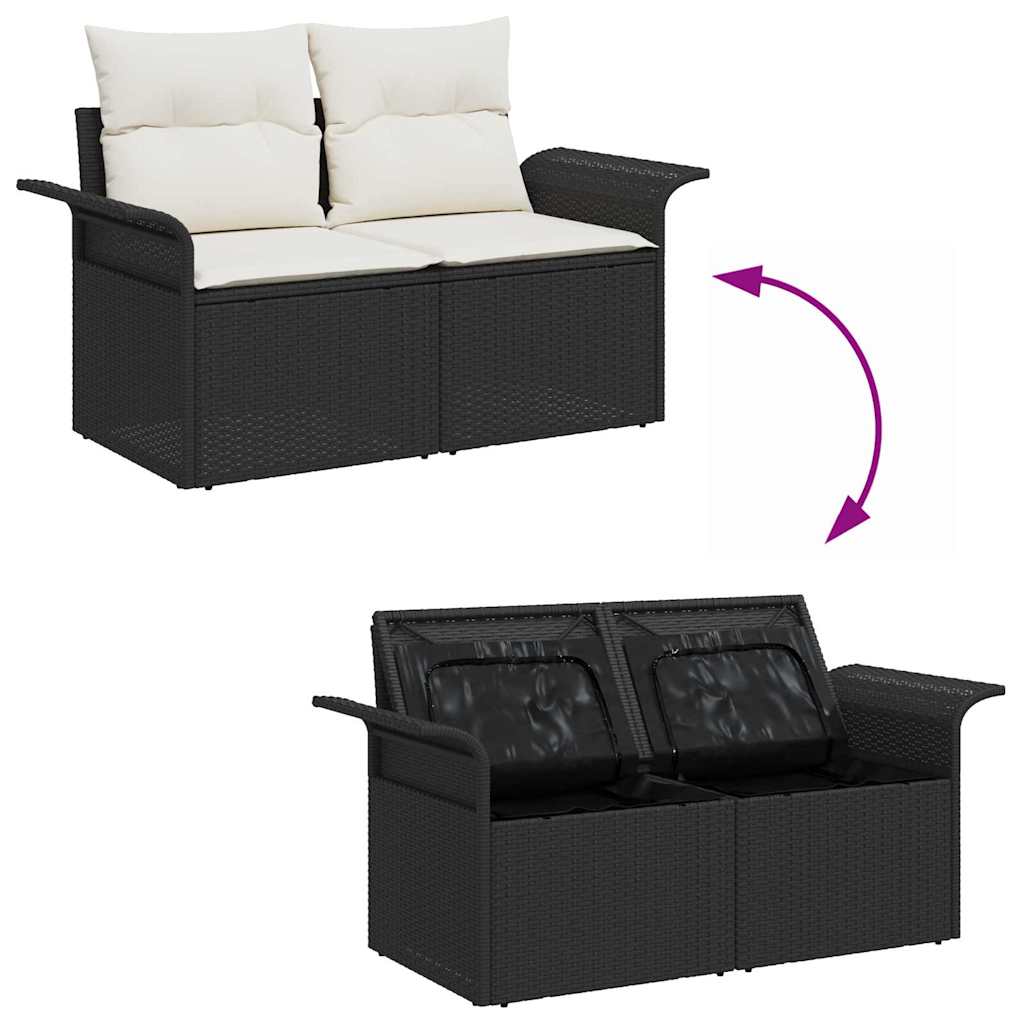 vidaXL Zestaw Sof na Ogród z poduszką 13 pcs Czarny i kremowy