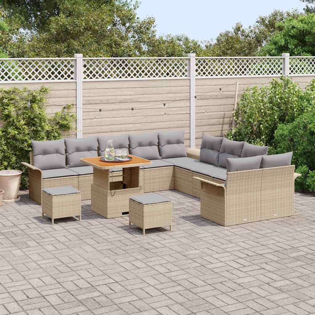 vidaXL Zestaw Sof na Ogród z poduszką 13 pcs Beżowy i jasnoszary