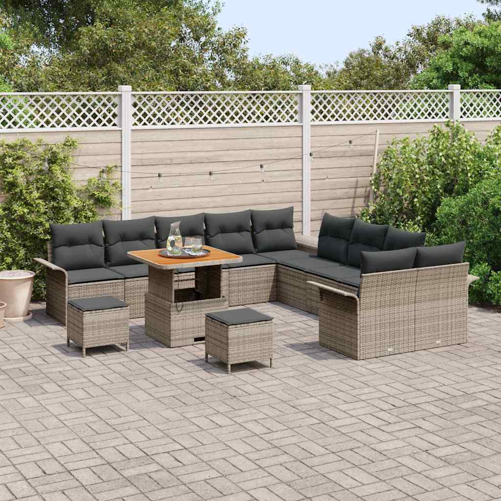 vidaXL Zestaw Sof na Ogród z poduszką z przechowywaniem 13 pcs Szary