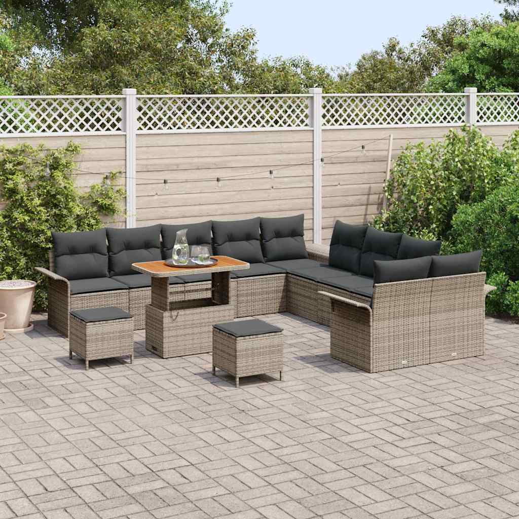 vidaXL Zestaw Sof na Ogród z poduszką z przechowywaniem 13 pcs Szary