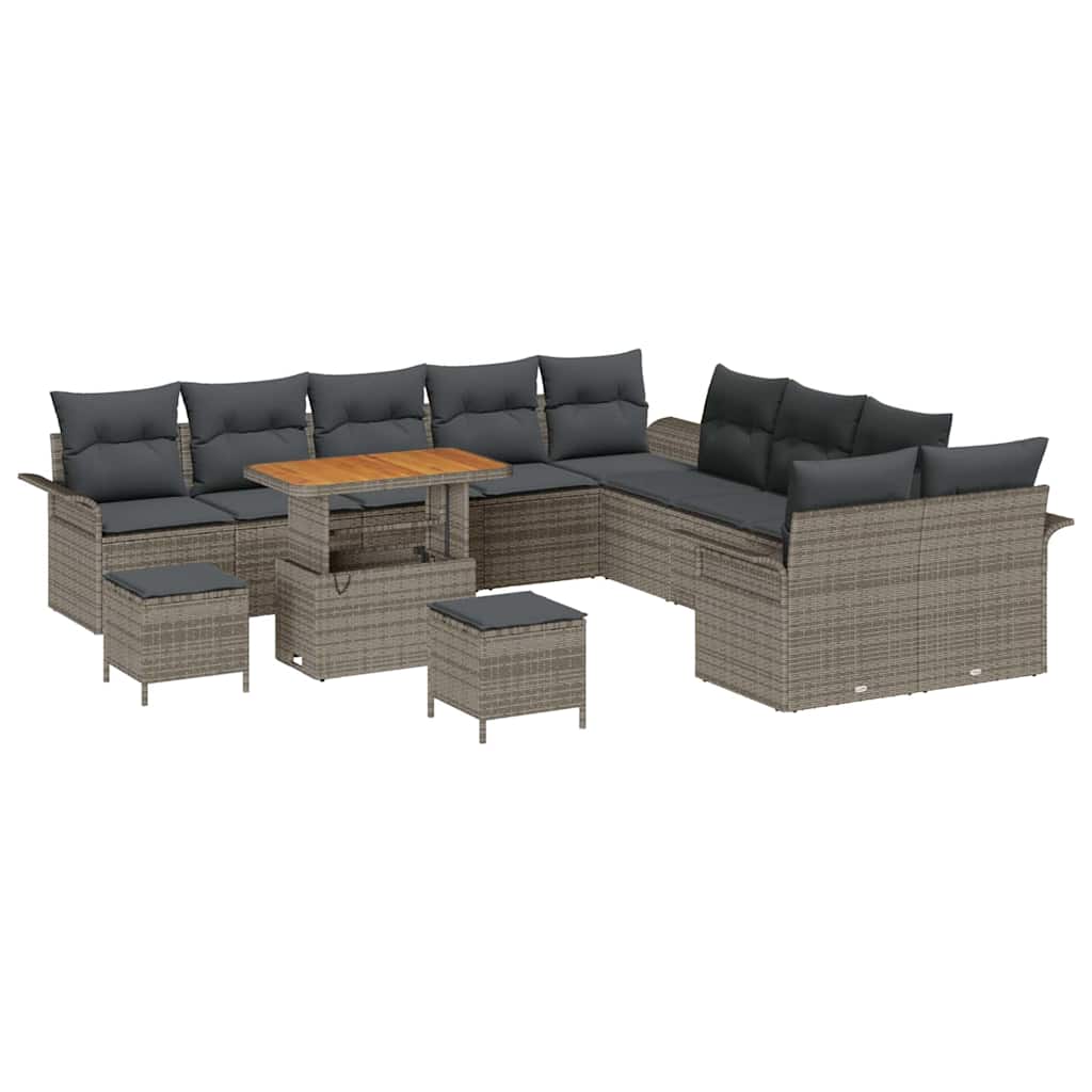 vidaXL Zestaw Sof na Ogród z poduszką z przechowywaniem 13 pcs Szary
